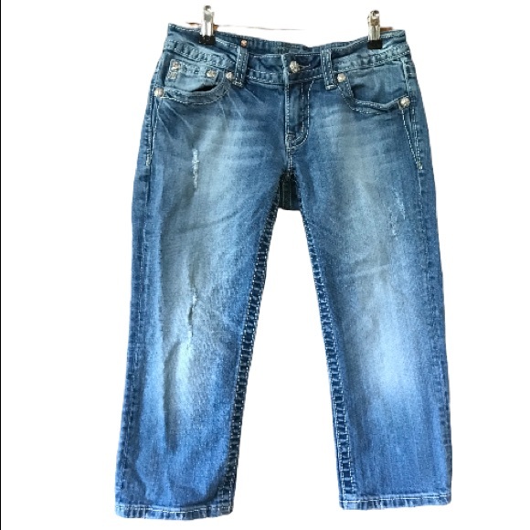 MISS ME blue distressed capri jeans - Picture 4 of 8